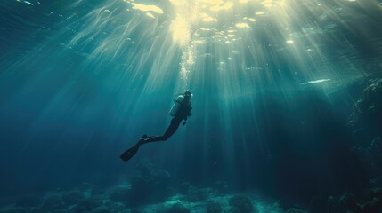 Marine Adventure Diving Solo Dive in Sunlit Water