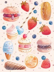 pattern with cakes and sweets