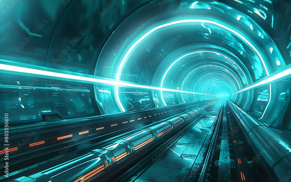 Poster futuristic rail lines pulsating with energy