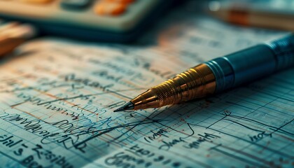 Macro shot of a handwritten business plan on graph paper