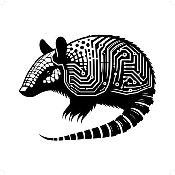 recommend clip art: Pangolin, Armadillo silhouette in animal cyberpunk, modern futuristic illustration
