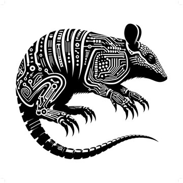 recommend clip art: Pangolin, Armadillo silhouette in animal cyberpunk, modern futuristic illustration