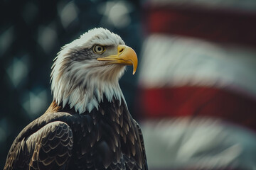 Eagle with US flag for Independence Day with copy space, an emblem of American freedom and unity