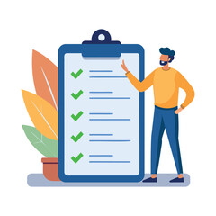 Efficient Task Management with Checklist - Vector Illustration