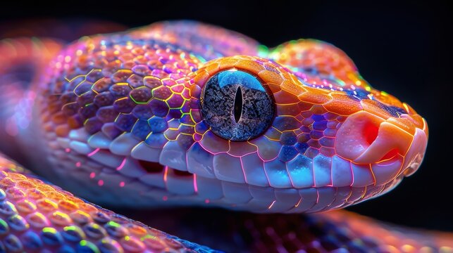 Colorful close-up of a ball python