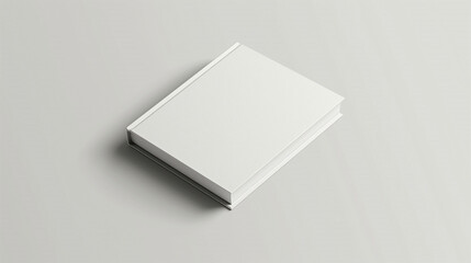 White book on a light grey background. Clean and simple book mockup with copy space, perfect for...