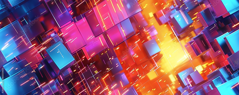 Fototapete capture the essence of futuristic technologies from a side view using a vibrant color palette and dy