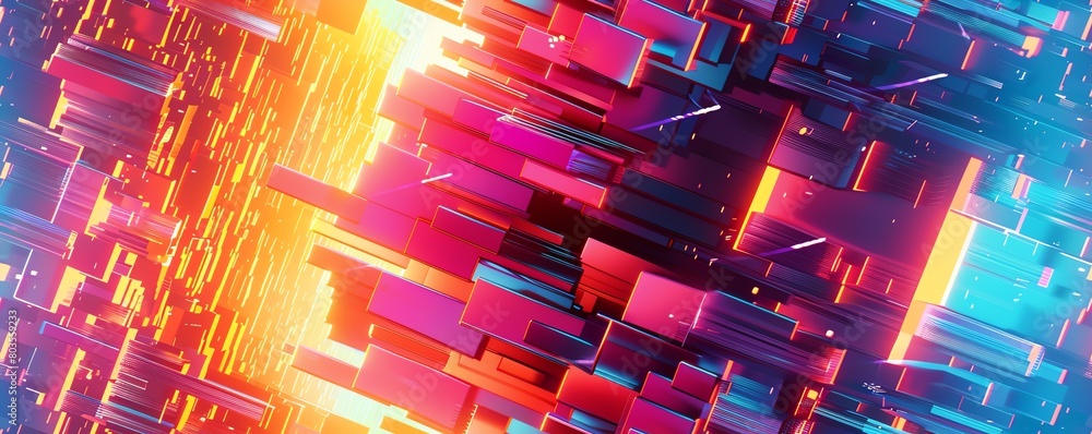 Fototapete capture the essence of futuristic technologies from a side view using a vibrant color palette and dy
