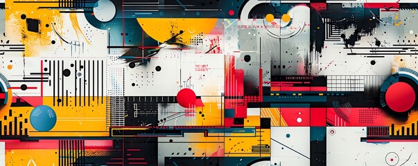 Obraz premium Illustrate a world where futuristic technologies seamlessly integrate with abstract art forms