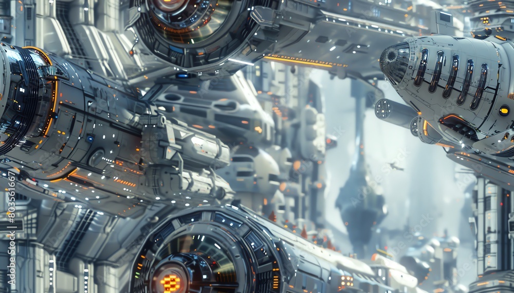Poster immerse viewers in a futuristic world through a side view perspective featuring advanced technologie