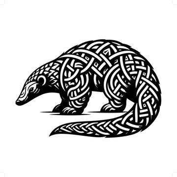 recommend clip art: Pangolin, Armadillo silhouette in animal celtic knot, irish, nordic illustration