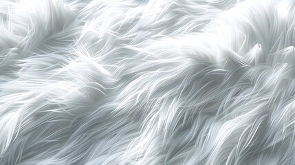 A high-resolution texture of white fur, showcasing the softness and plushiness with visible strands and hair-like textures. The background is pure white to highlight the furry pattern. 