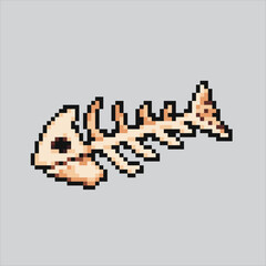 Pixel art illustration Fish Bone. Pixelated Fish Bone. Fish Bone  pixelated for the pixel art game and icon for website and video game. old school retro.