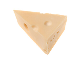 Piece of tasty cheese isolated on white