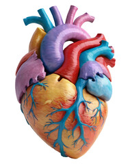 Naklejka premium Human Heart Anatomy PNG Transparent Colorful Medical Sculpture Art
