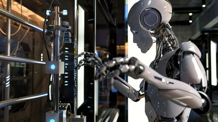 Fototapeta premium Automation and AI in Manufacturing: Advanced sectors using artificial intelligence and automated systems to enhance productivity.