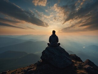 MAN ON TOP OF MOUNTAIN
