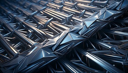 A collection of thin, sharp metallic needles clustered tightly, casting intricate shadows 