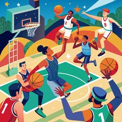 basketball players illustration