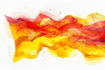 spanish flag waving against white background handdrawn watercolor illustration