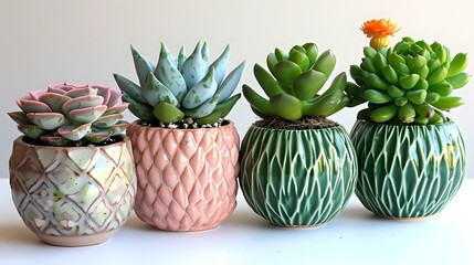 Tranquil Living: Potted Succulents in Earthy Tones