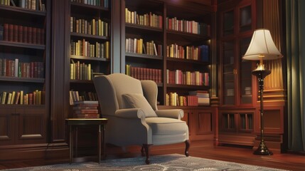 Inviting Book Nook in Lobby Setting AI Generated.