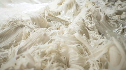 Close-up of paper pulp being mixed in a large vat, detailed swirling fibers and water
