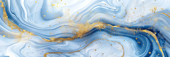abstract blue and gold fluid background, generative AI