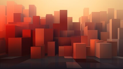 A cityscape with red buildings, abstract Background featuring a minimalist set of brick blocks, wallpaper