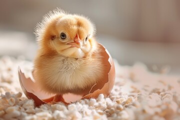 Chick in broken shell, close-up