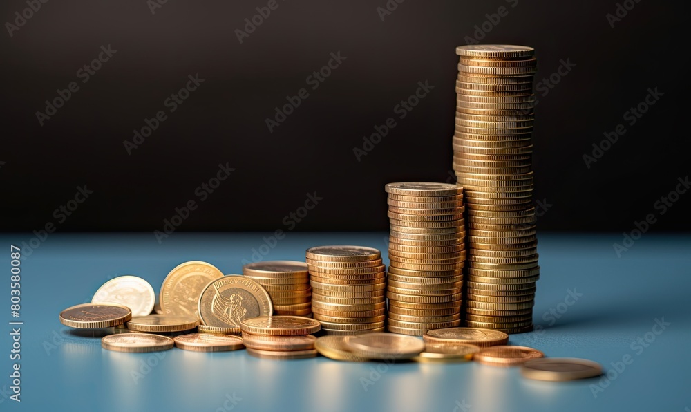 Poster stack of coins of saving concept