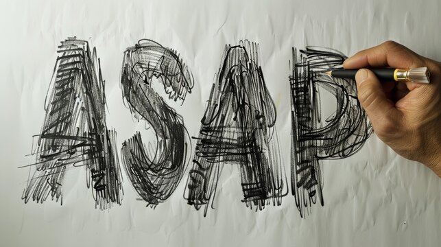 Hand drawing asap with marker on whiteboard