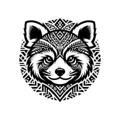 red panda silhouette in animal ethnic, polynesia tribal illustration