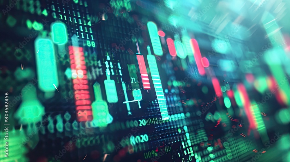 Poster the image shows a glowing green and red circuit board with binary code and a glowing blue and green 