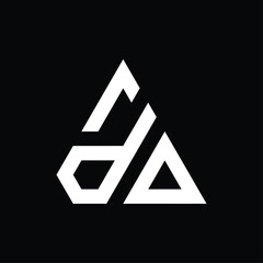 vector monogram logo design in the shape of a triangle and forming the letters "d" and "a".