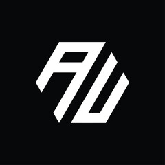 vector monogram logo design in the shape of a hexagon and forming the letters 