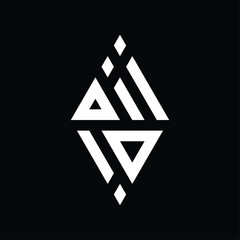 vector monogram logo design in the shape of a kite and forming the letters 