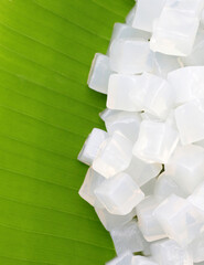 Mini cube coconut gel in syrup,  Thai dessert