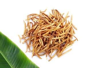 Crispy banana sticks. Fruit snack