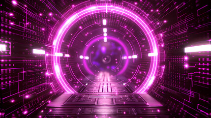 Obraz premium Illuminated Purple Tunnel With Lights