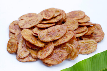 Crispy banana chips. Fruit snack