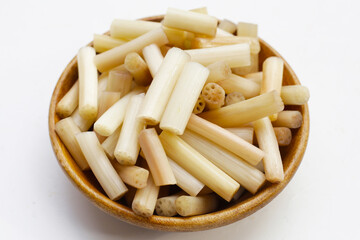 Fresh lotus rootlet on white background.