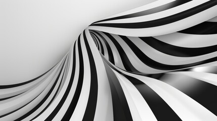 Abstract background optical illusion, black and white curves, flow, wave. Illustration