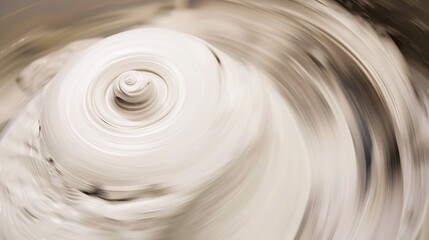 Ceramic pottery wheel in action, close-up, detailed shaping of wet clay 