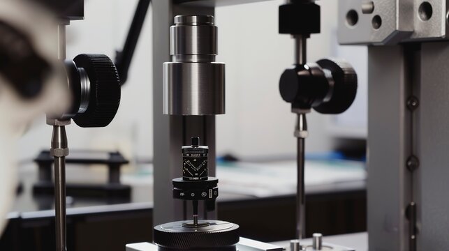 Testing robotic sensors for accuracy, close-up, detailed calibration tools and digital readouts