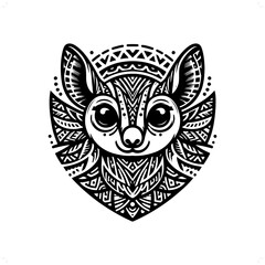 Sugar glider silhouette in animal ethnic, polynesia tribal illustration