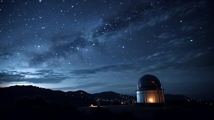 Astronomical observatory view, stars and planets aligned, educational, medium shot