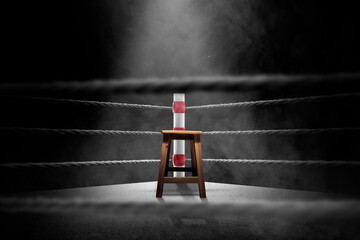 An empty seat in the corner of a boxing ring