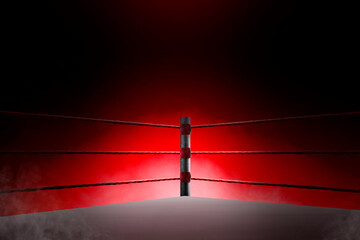 Red rope on the boxing ring corner