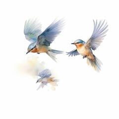 birds in flight watercolor, dynamic birds in flight watercolor